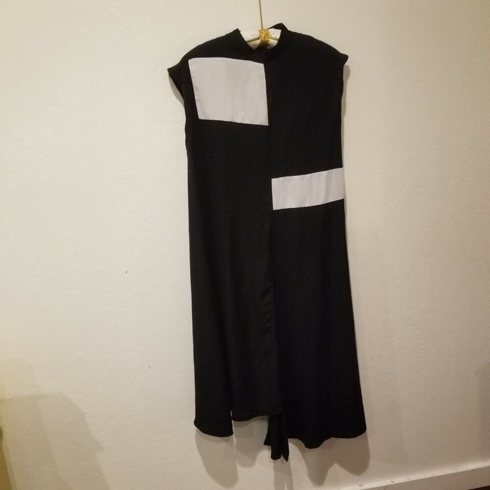 Stella Design By Korea Women's Sleeveless Dress Asymmetric Hem Colorblock Black